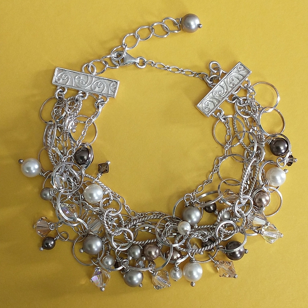 ☀️Swarovski & Pearls Multichain Bracelet